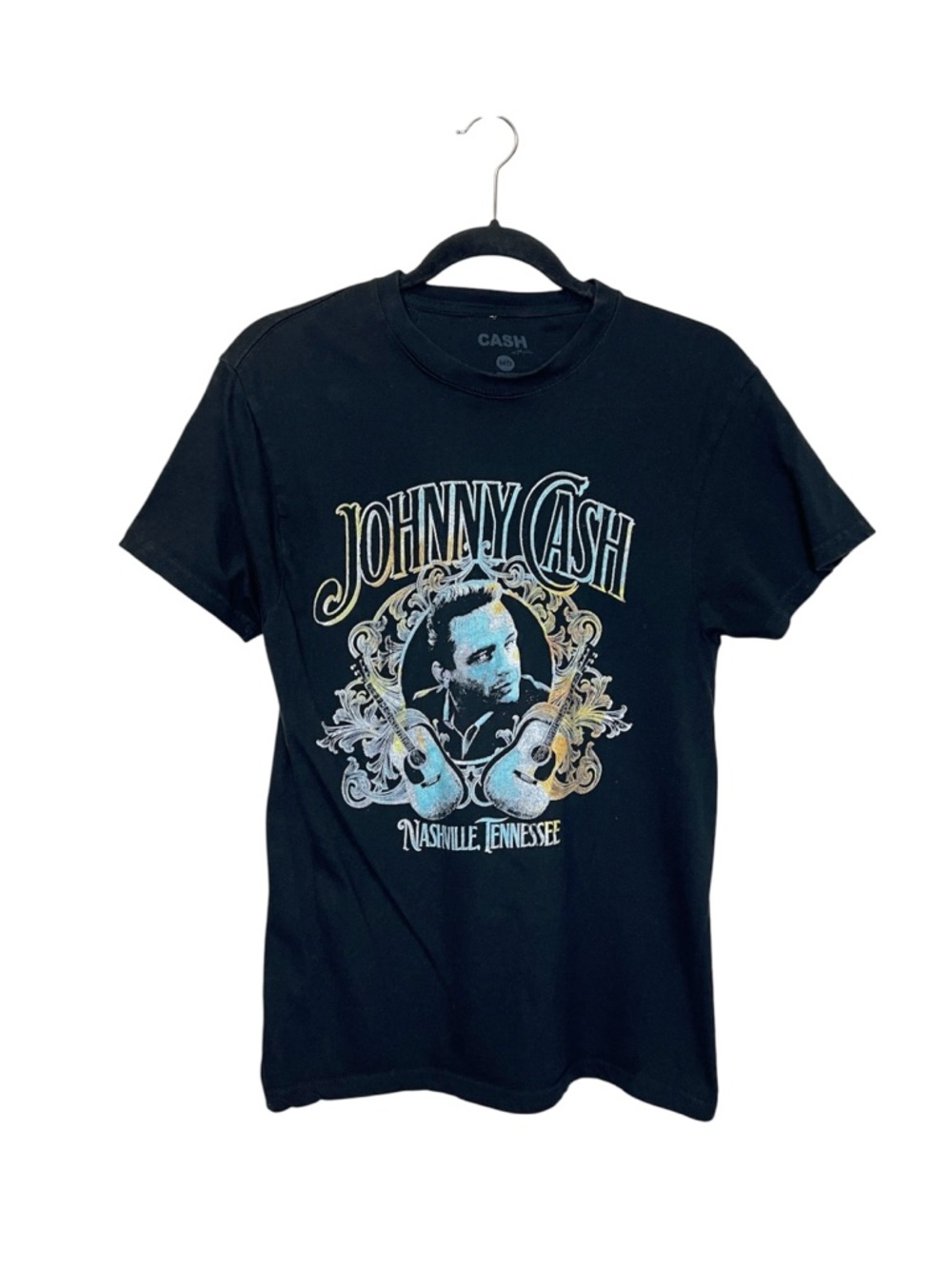 Johnny Cash Nashville Tennessee multi color and Black 100% Cotton Tee size M